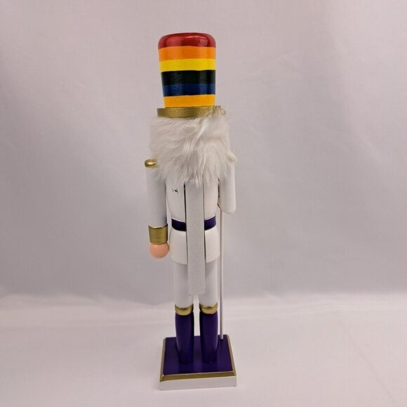 Wooden Christmas Gay And Pride Themed Flag 15 Inch Tall Nutcraker - Picture 6 of 14
